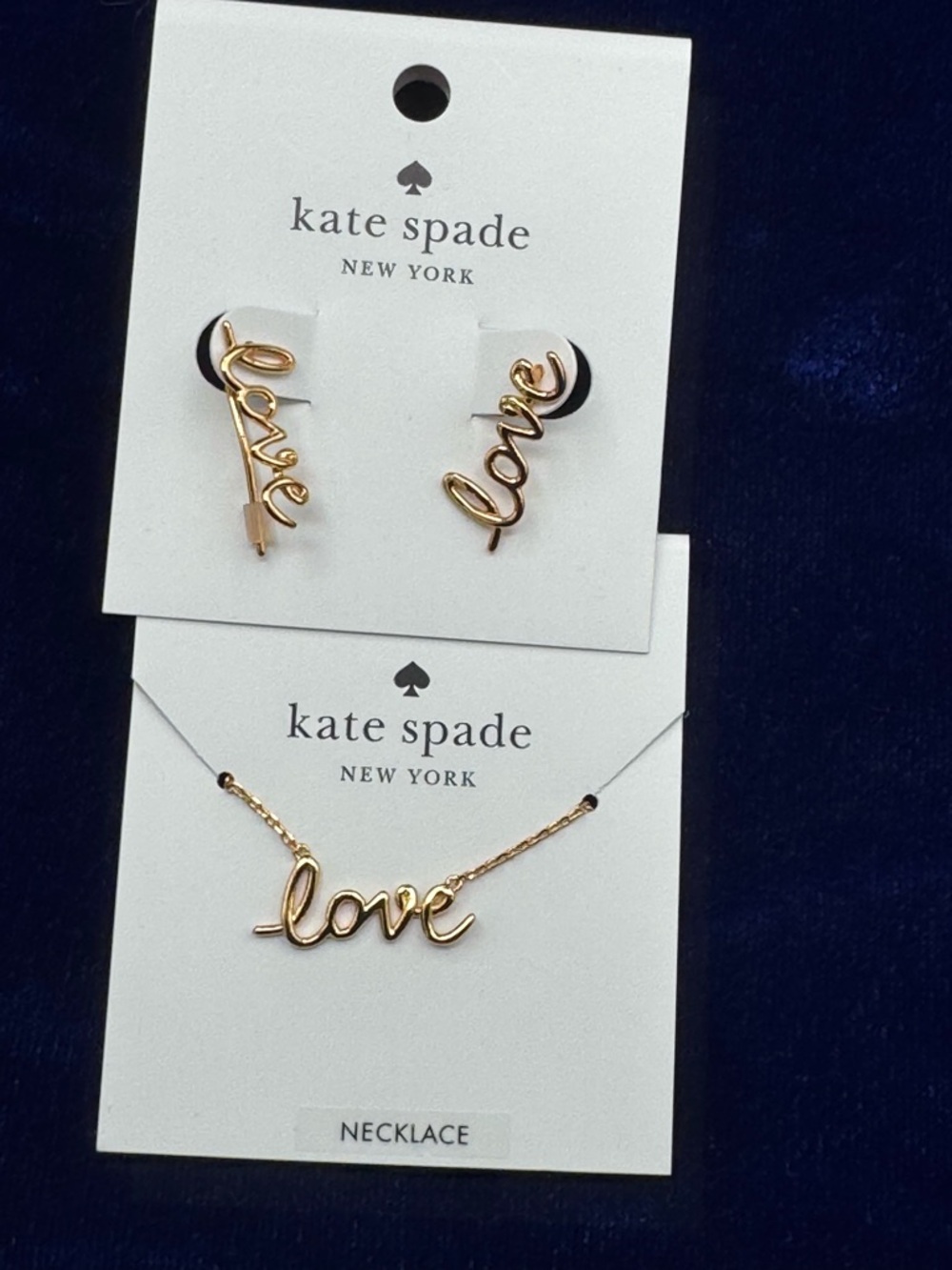 kate spade gold-tone "Love" Necklace with Matching Earrings